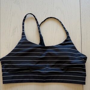 ZYIA Black and White Striped Sports Bra